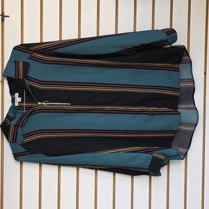Ophelia Roe 1/4 zip, multi-striped blouse XL